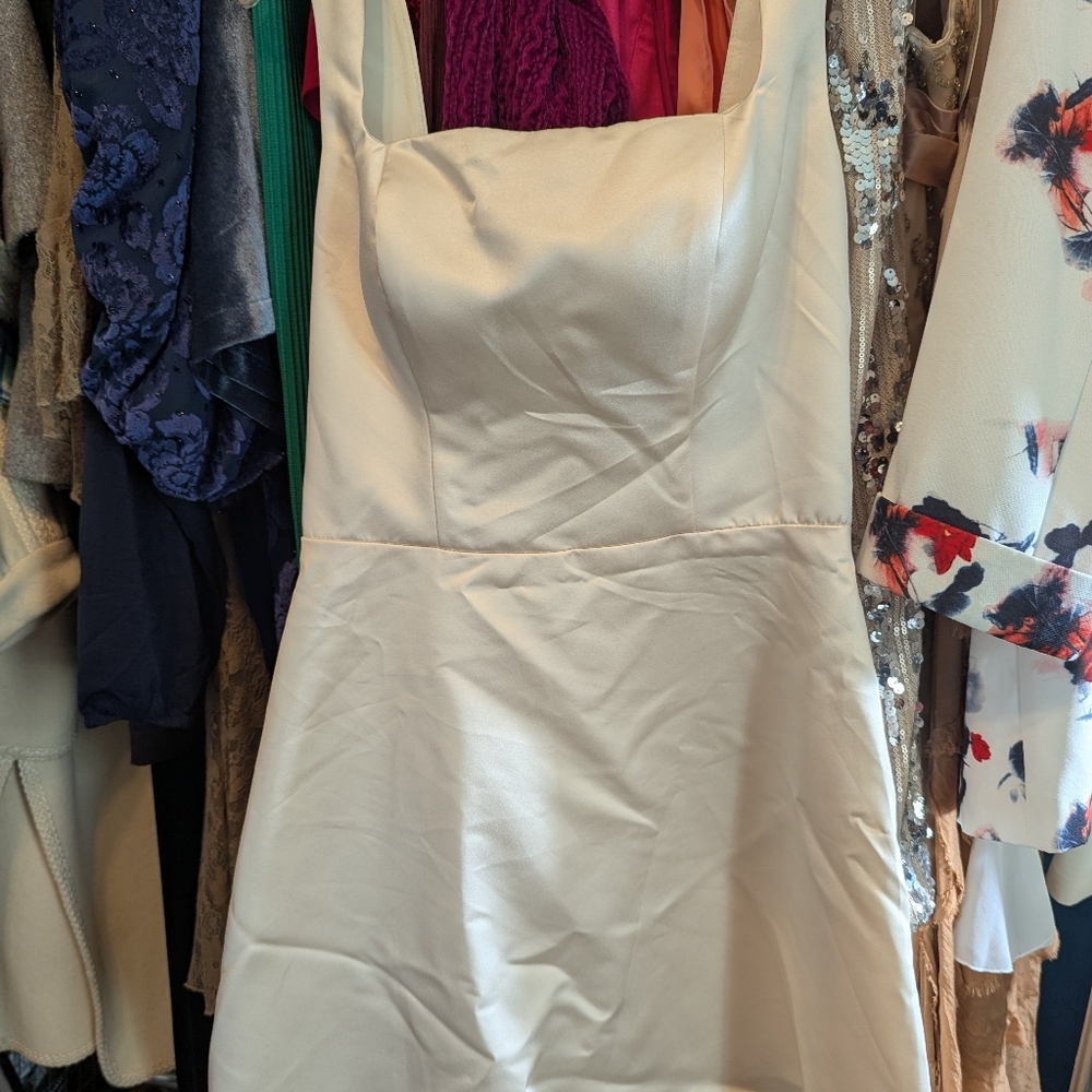Classic White Satin Fit & Flare Dress